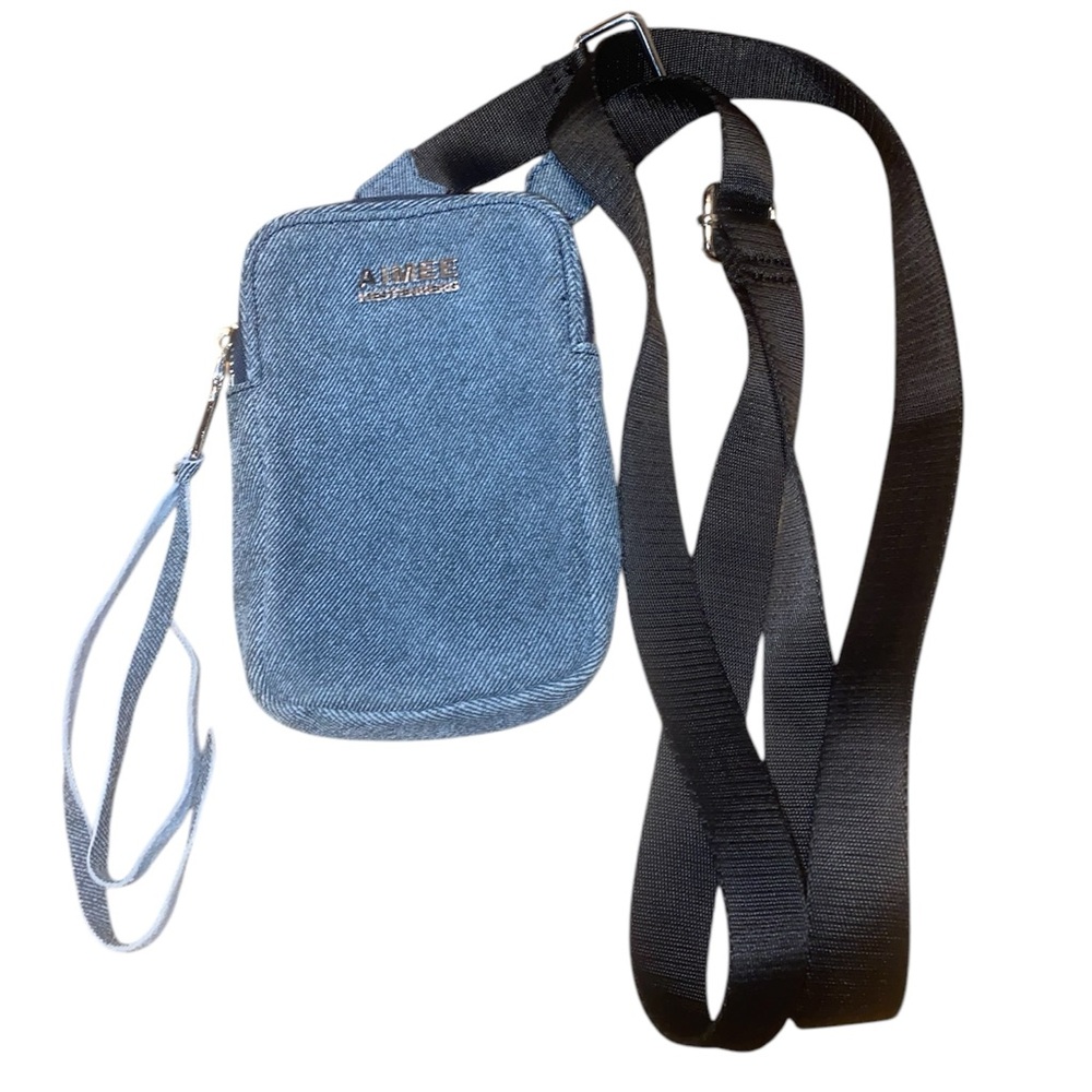 Aimee Kestenberg Just Saying Leather Crossbody Bag Blue Denim Adjustable Strap